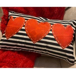 Valentines Day Throw Pillow Covers 2 Decorative Cases Striped Red Heart Decor